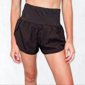 Black High-Waisted Windbreaker Athletic Shorts